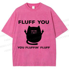 Unisex Fluff You Sassy Black Cat Printed Washed Tee