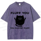 Unisex Fluff You Sassy Black Cat Printed Washed Tee