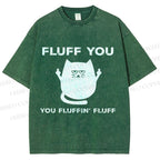 Unisex Fluff You Sassy Black Cat Printed Washed Tee