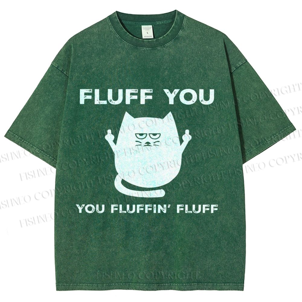 Unisex Fluff You Sassy Black Cat Printed Washed Tee