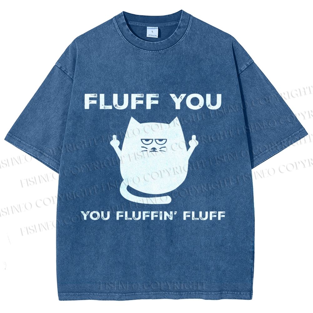 Unisex Fluff You Sassy Black Cat Printed Washed Tee