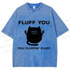 Unisex Fluff You Sassy Black Cat Printed Washed Tee