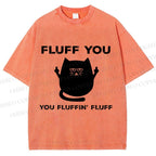 Unisex Fluff You Sassy Black Cat Printed Washed Tee