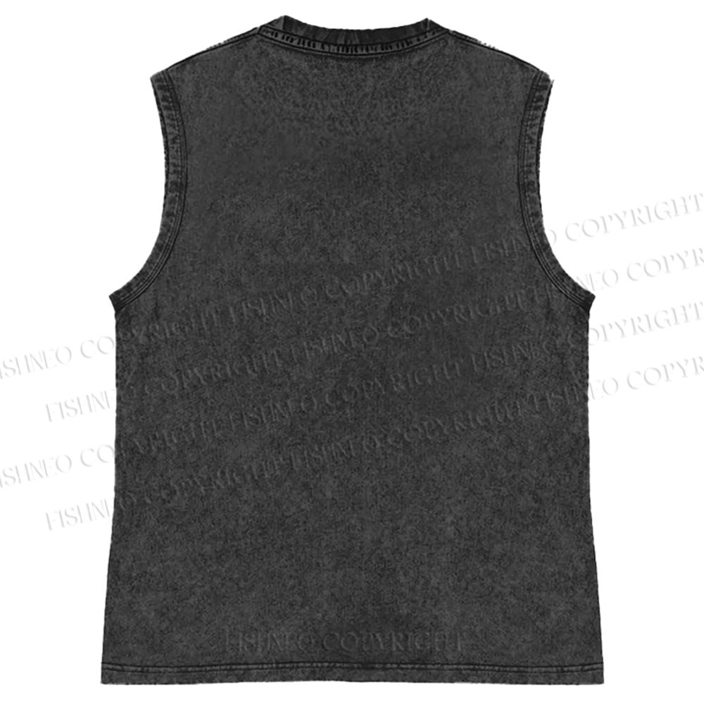 Unisex Flower Cats Printed Washed Tank Top