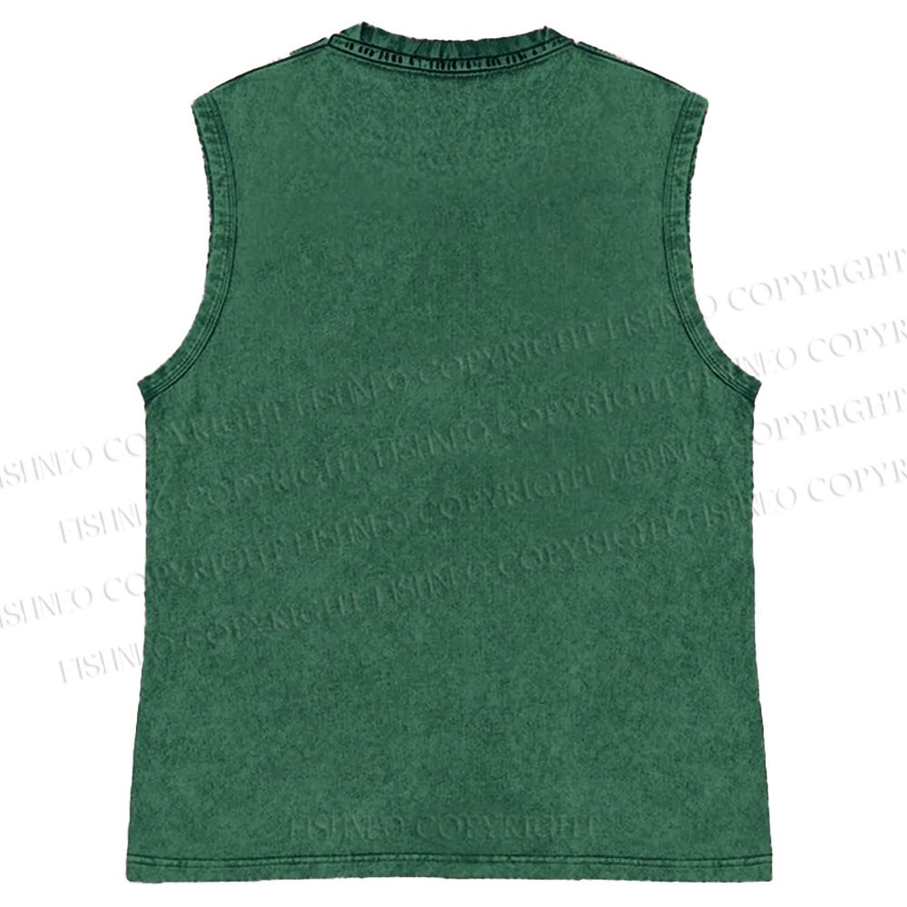 Unisex Cat Printed Washed Tank Top