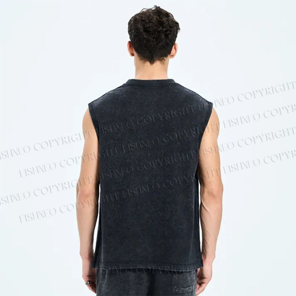 Unisex Bauhaus Elephant Printed Washed Tank Top