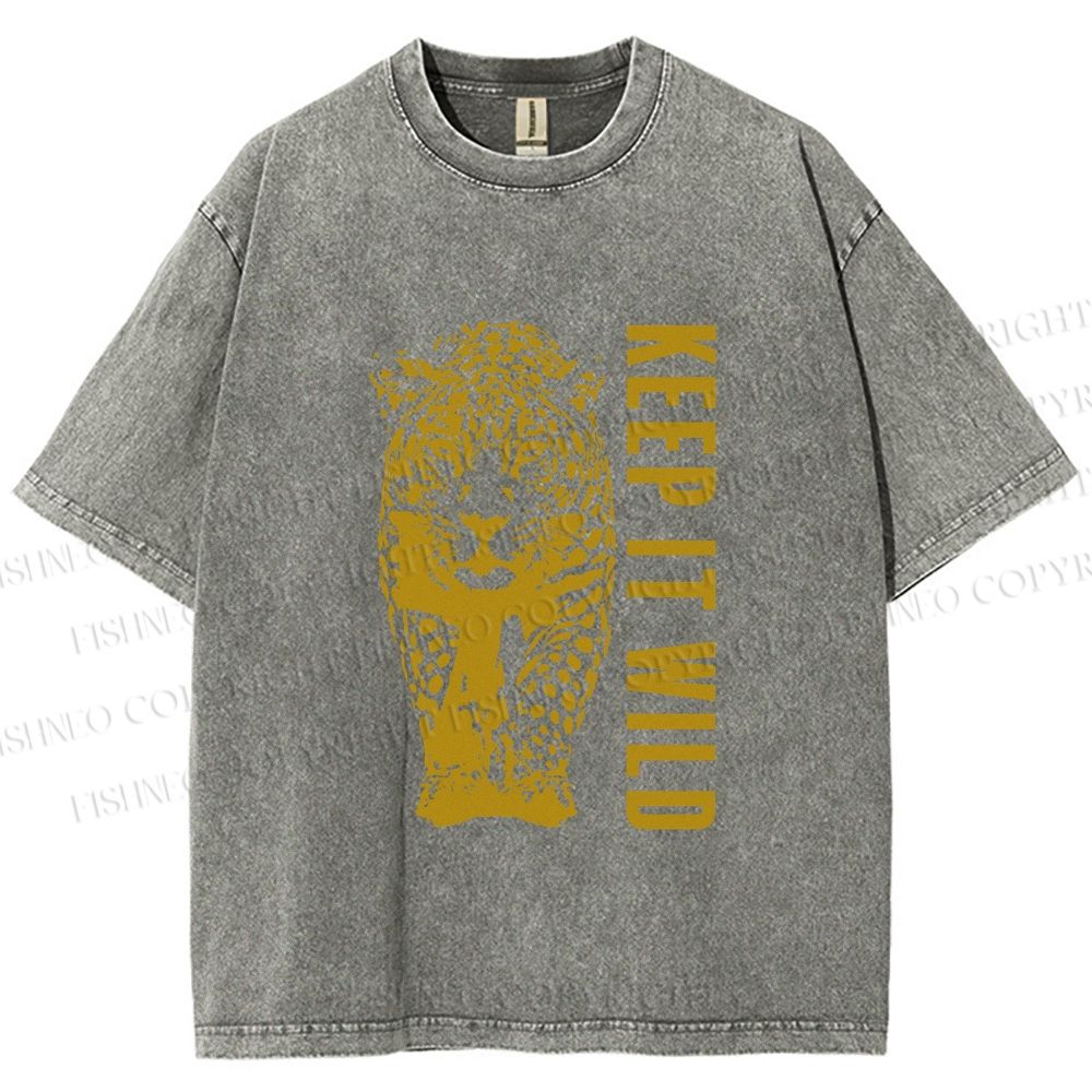Unisex Keep it Wild Panther Printed Washed Tee