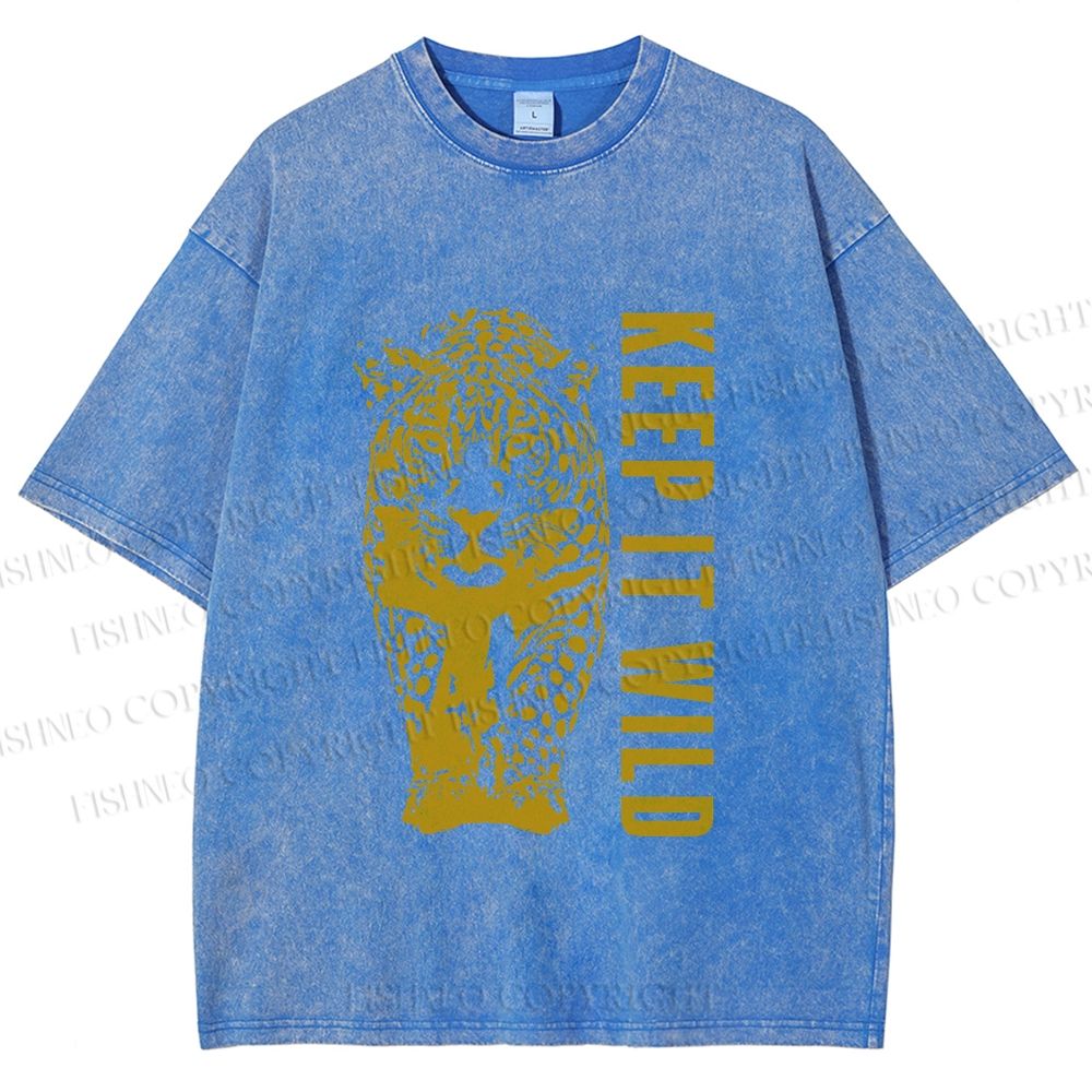Unisex Keep it Wild Panther Printed Washed Tee
