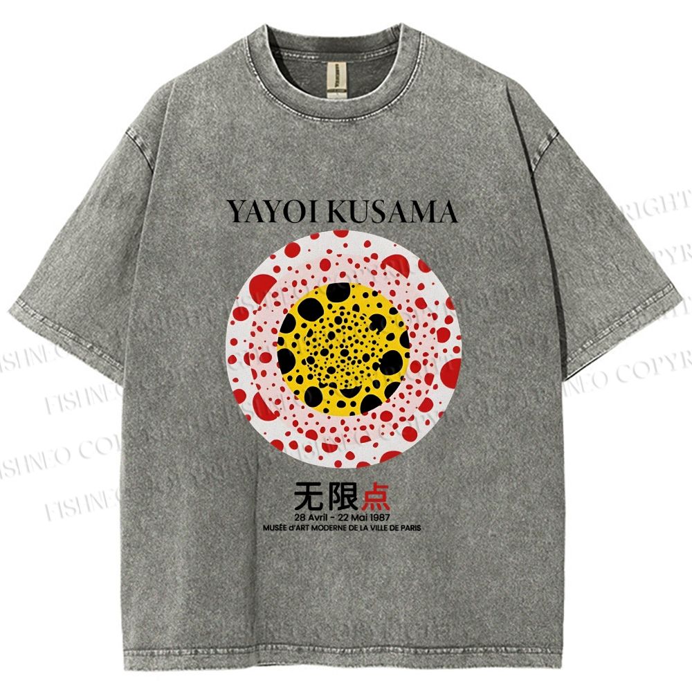 Unisex Yayoi Kusama Dots Printed Washed Tee