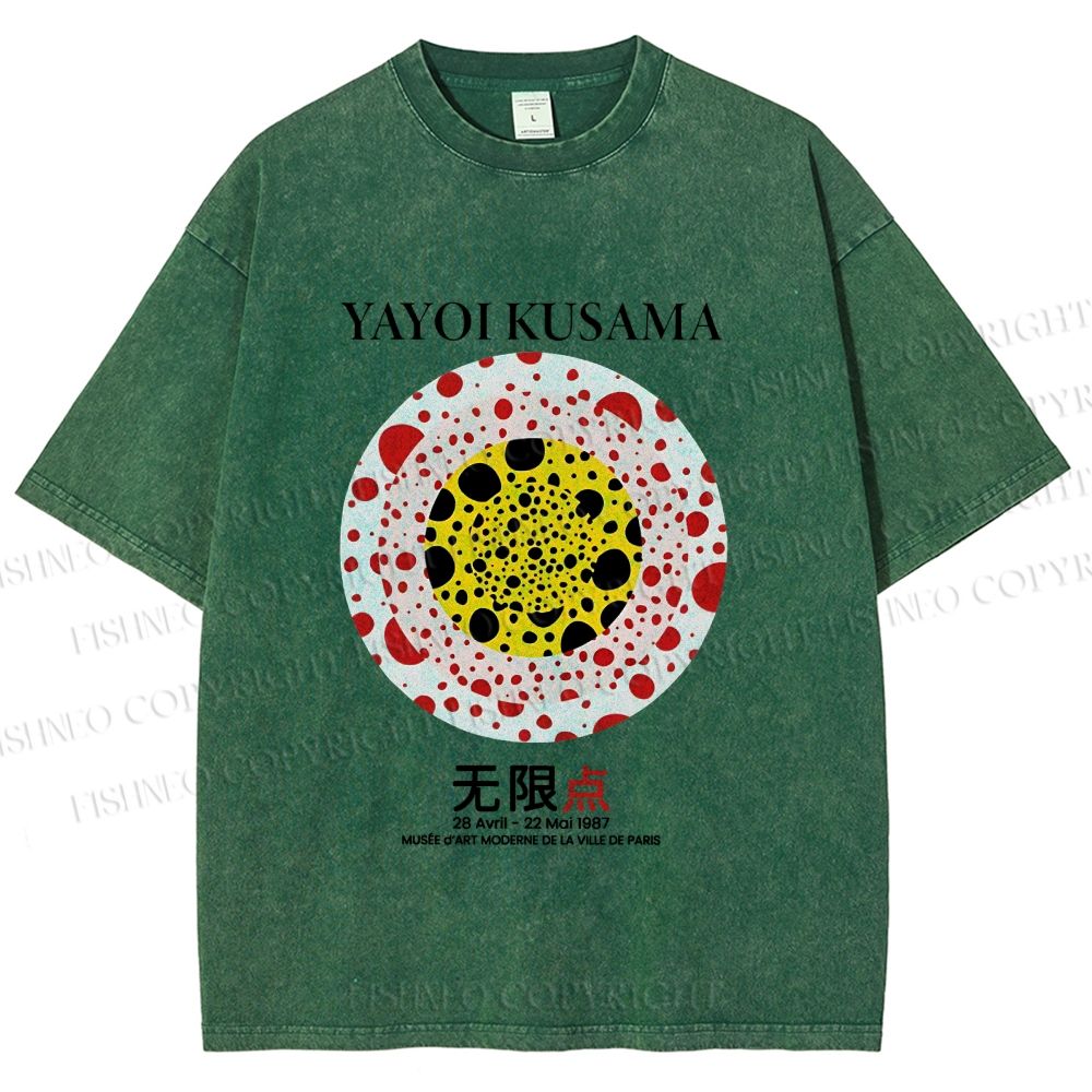 Unisex Yayoi Kusama Dots Printed Washed Tee
