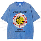 Unisex Yayoi Kusama Dots Printed Washed Tee