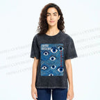 Unisex Yayoi Kusama Blue Eyes Printed Washed Tee