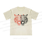 Patchwork Tiger Printed Washed T Shirt