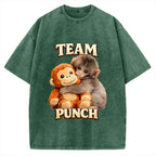 Unisex Monkey Team Punch Printed Washed Tee