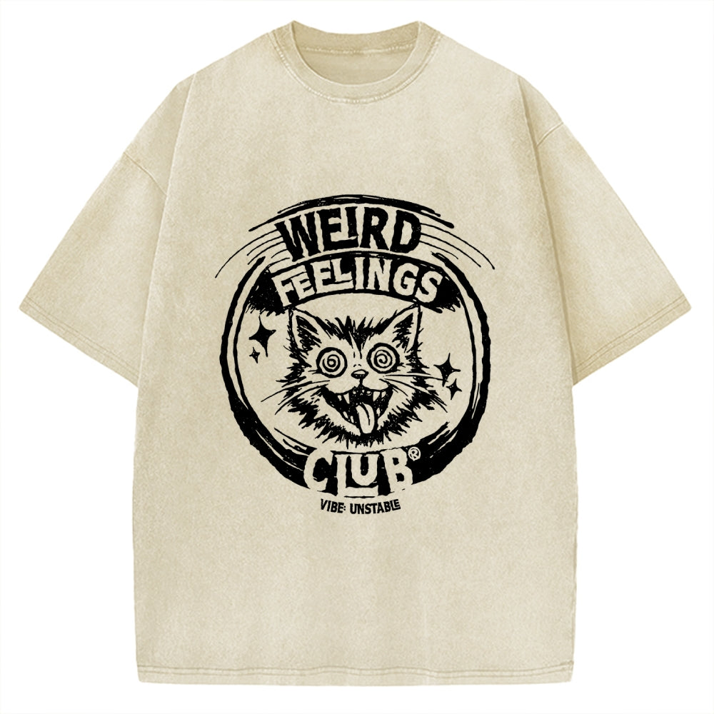 Unisex Weird Feelings Club Printed Washed Tee