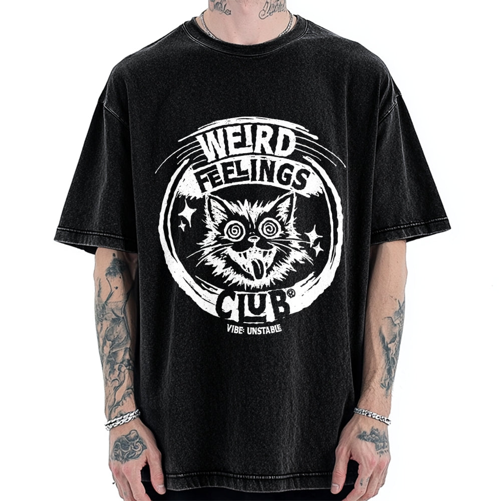 Unisex Weird Feelings Club Printed Washed Tee