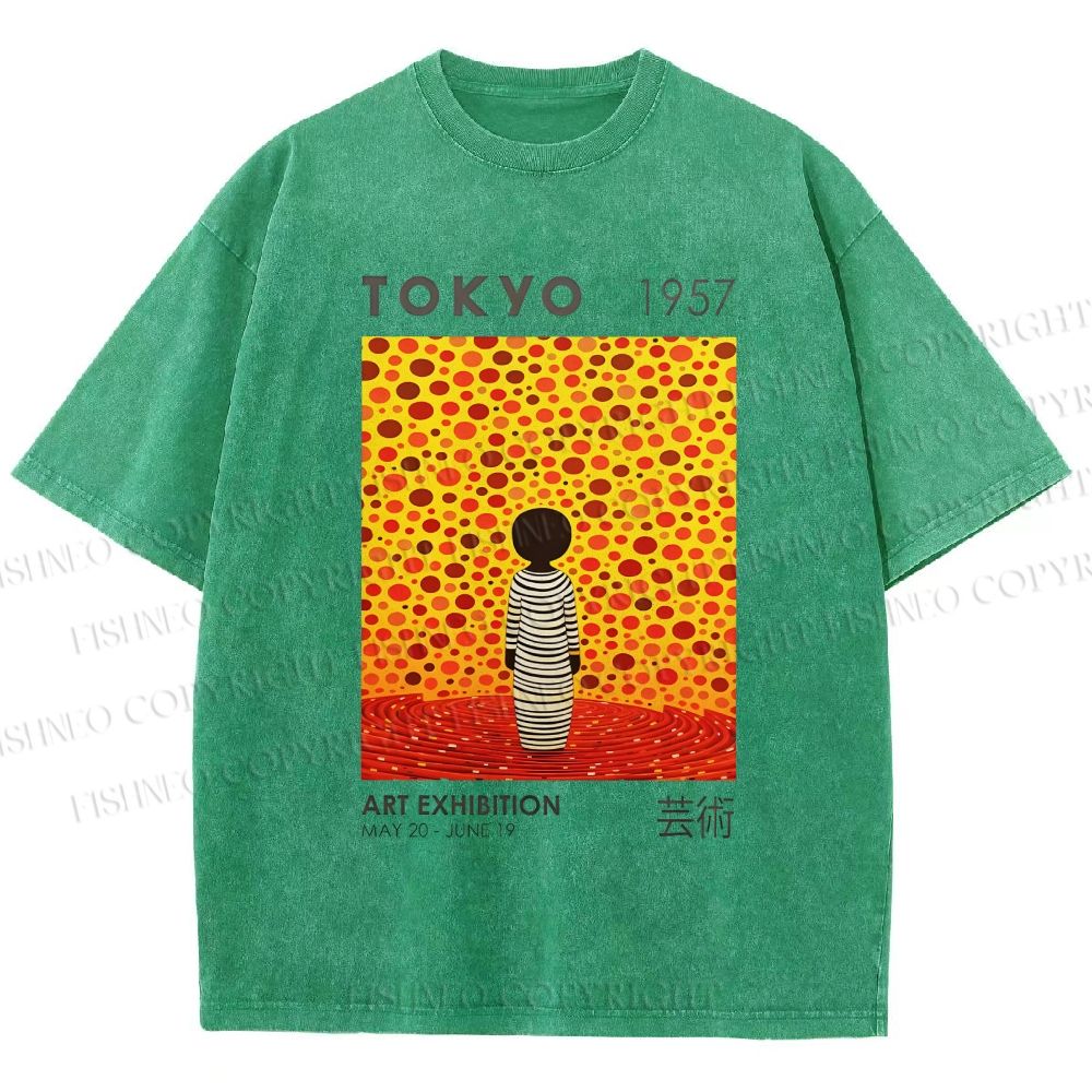 Unisex Yayoi Kusama Tokyo Art Exhibition Printed Washed Tee