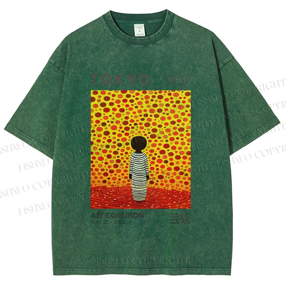 Unisex Yayoi Kusama Tokyo Art Exhibition Printed Washed Tee