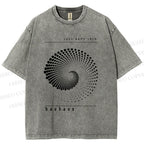 Unisex Bauhaus Rotating Circle Printed Washed Tee