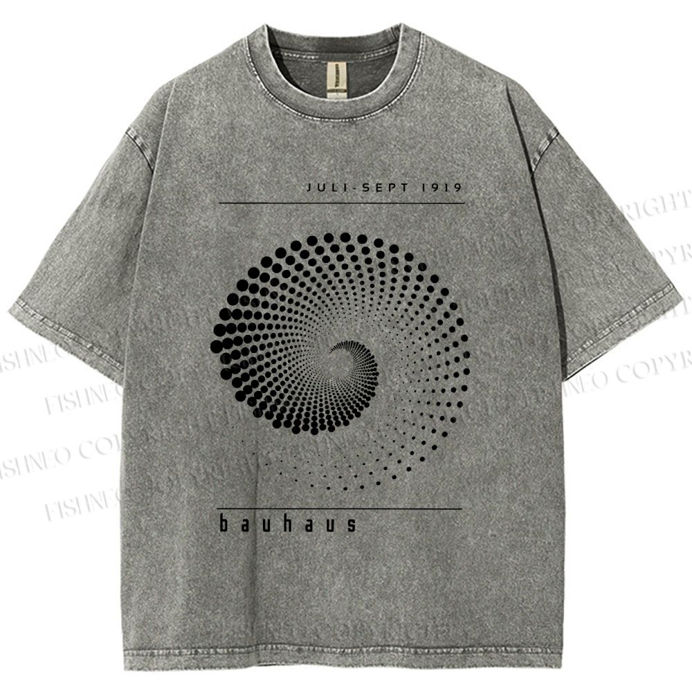 Unisex Bauhaus Rotating Circle Printed Washed Tee