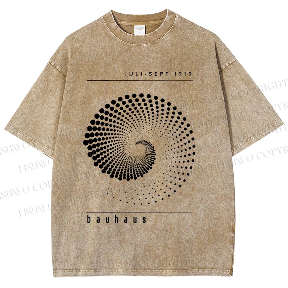 Unisex Bauhaus Rotating Circle Printed Washed Tee