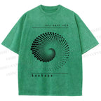 Unisex Bauhaus Rotating Circle Printed Washed Tee