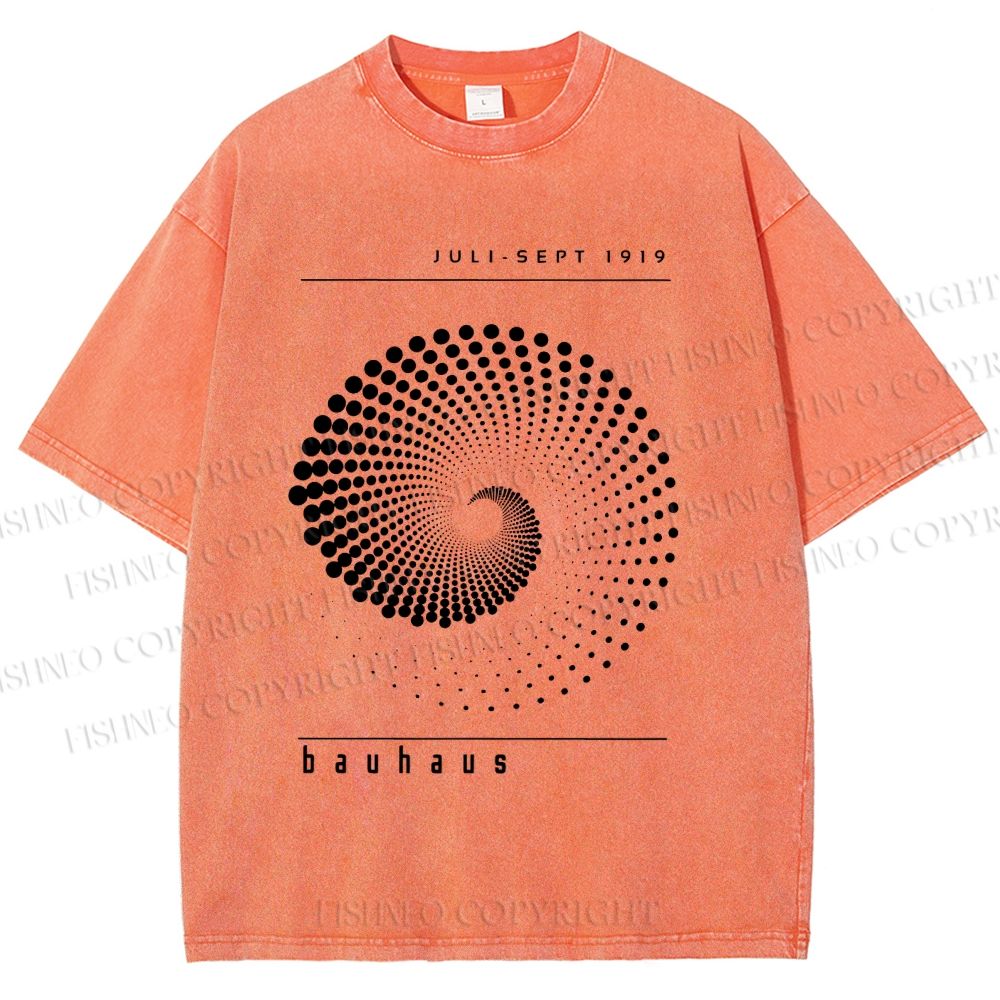 Unisex Bauhaus Rotating Circle Printed Washed Tee