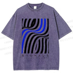 Unisex Bauhaus Geometric Lines Printed Washed Tee
