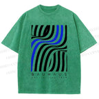 Unisex Bauhaus Geometric Lines Printed Washed Tee