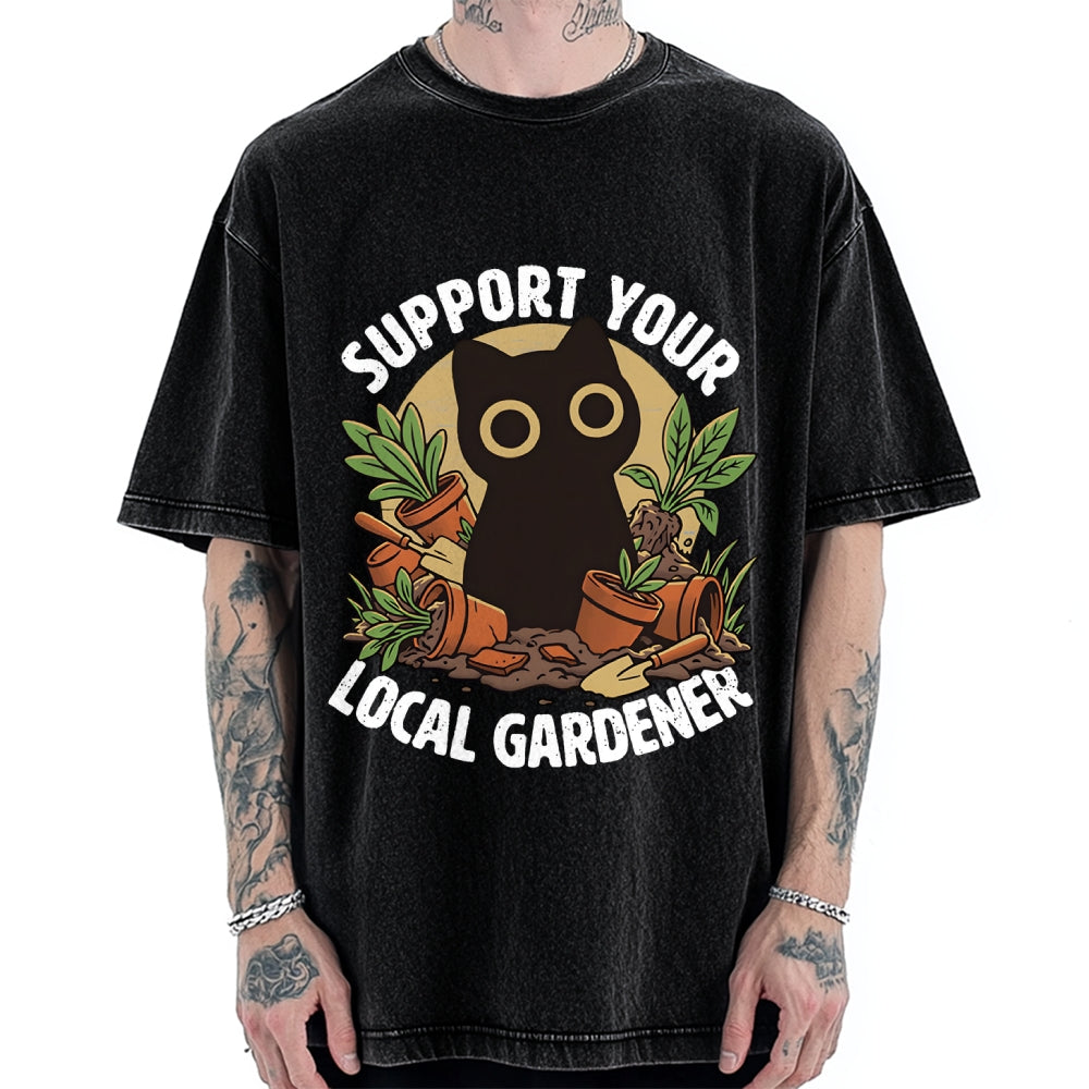 Unisex Support Your Local Gardener Printed Washed Tee