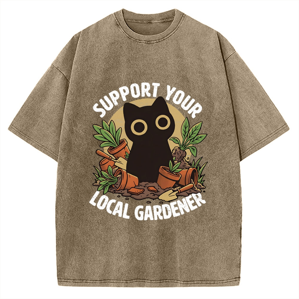 Unisex Support Your Local Gardener Printed Washed Tee