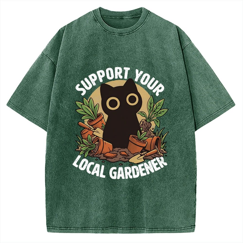 Unisex Support Your Local Gardener Printed Washed Tee