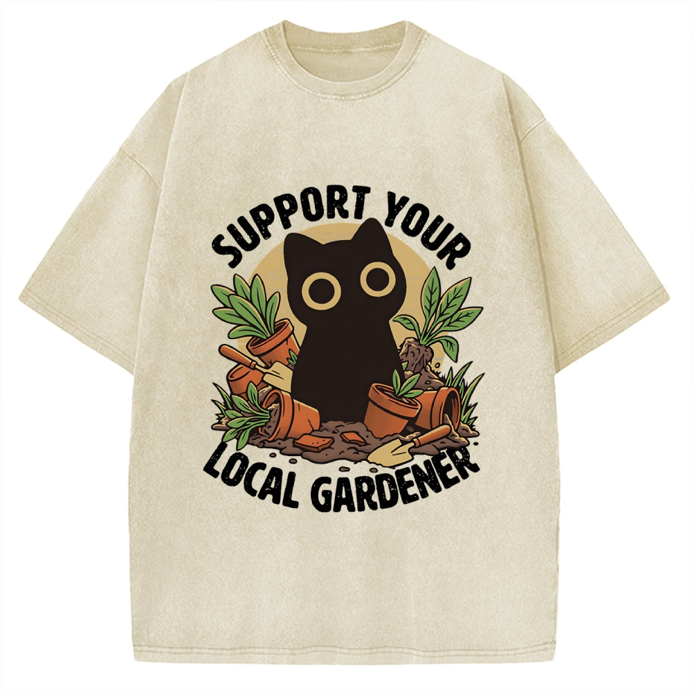 Unisex Support Your Local Gardener Printed Washed Tee