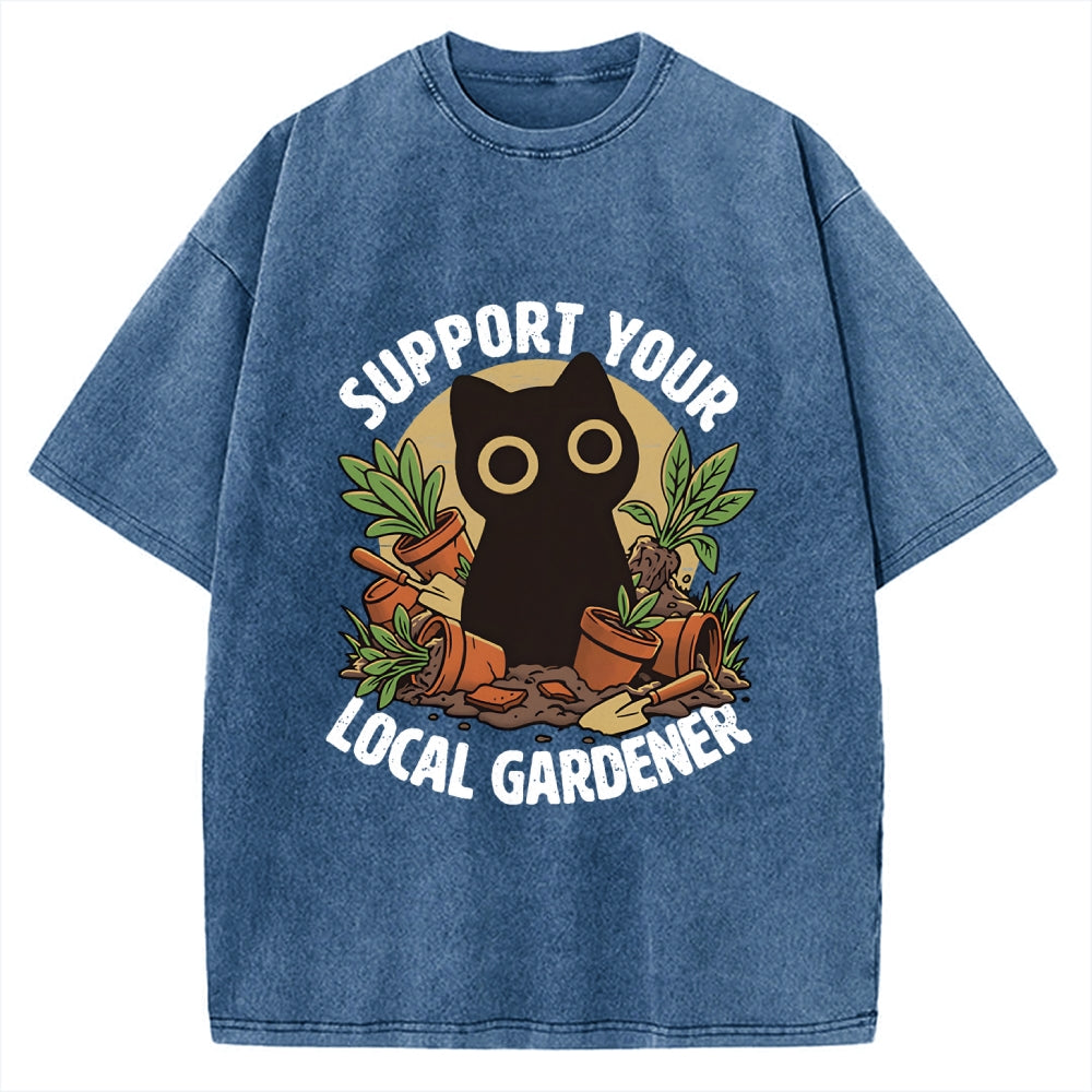 Unisex Support Your Local Gardener Printed Washed Tee