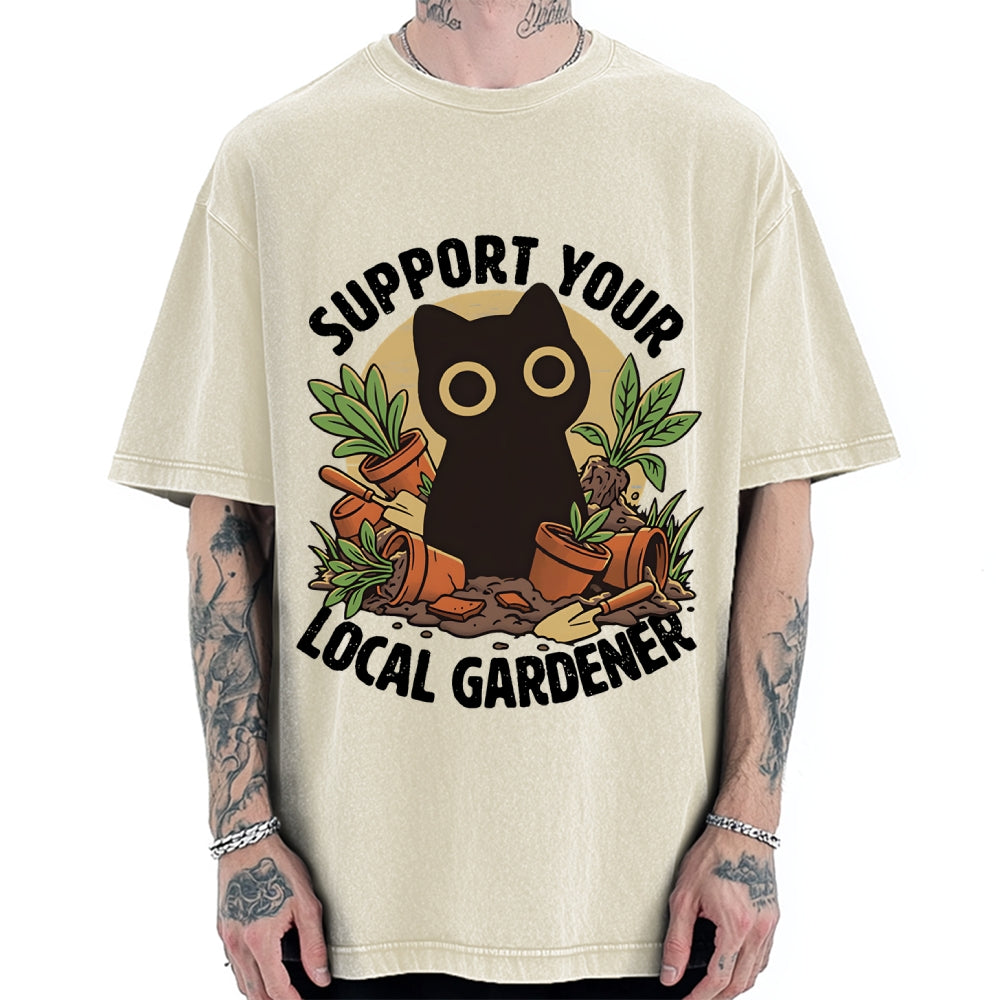 Unisex Support Your Local Gardener Printed Washed Tee