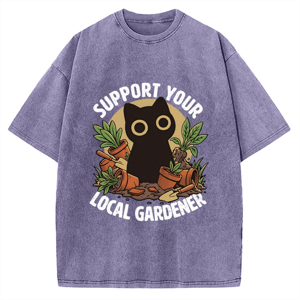 Unisex Support Your Local Gardener Printed Washed Tee