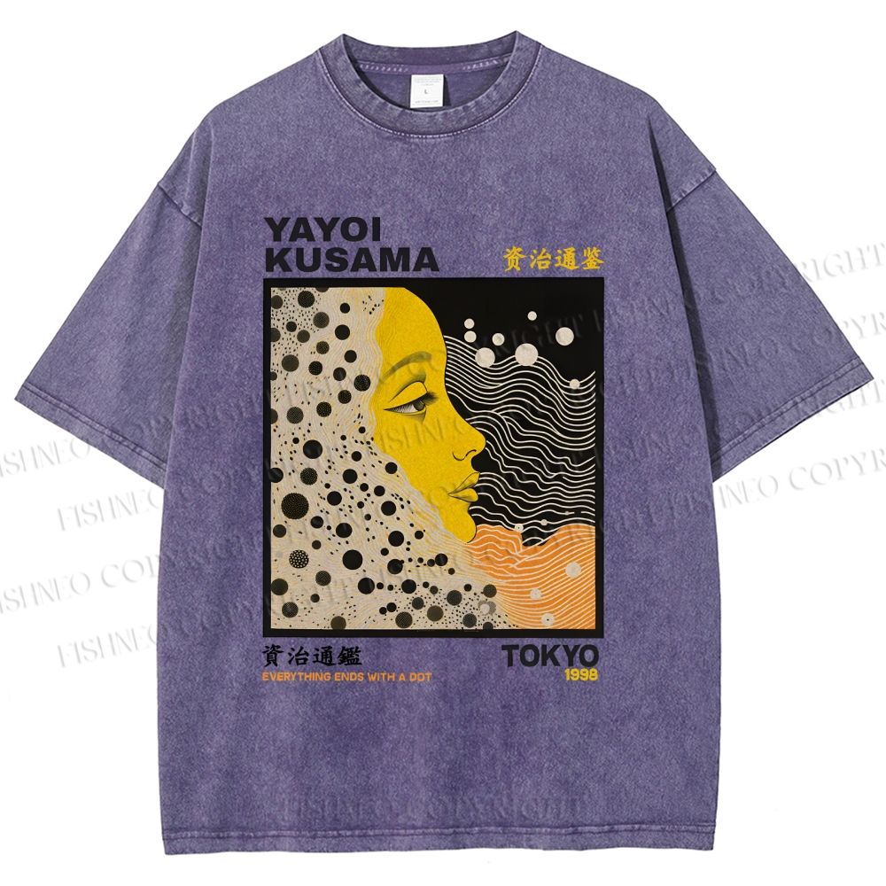 Unisex Yayoi Kusama Girl Printed Washed Tee