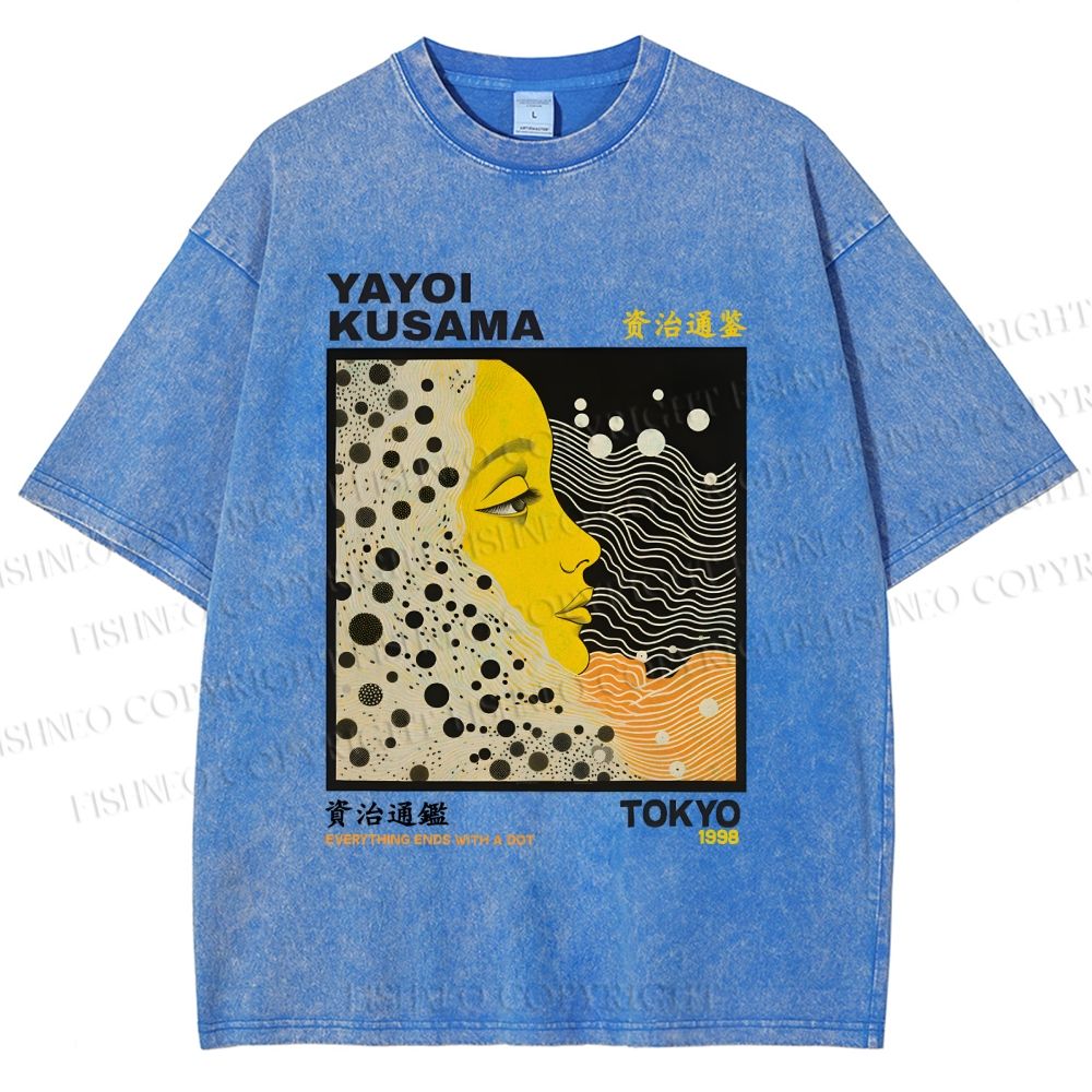 Unisex Yayoi Kusama Girl Printed Washed Tee