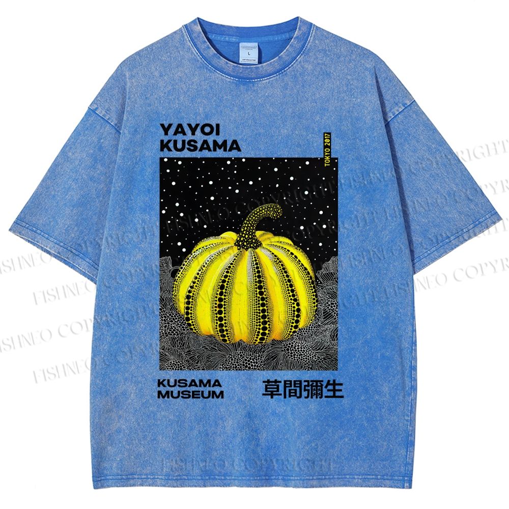 Unisex Yayoi Kusama Pumpkin Printed Washed Tee