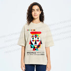 Unisex Bauhaus Geometric Artistic Face Printed Washed Tee
