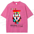 Unisex Bauhaus Geometric Artistic Face Printed Washed Tee