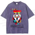 Unisex Bauhaus Geometric Artistic Face Printed Washed Tee
