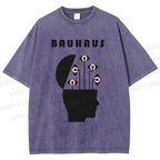 Unisex Bauhaus Creative Eyes Printed Washed Tee