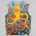 Unisex Yellow Octopus Printed Tank Top