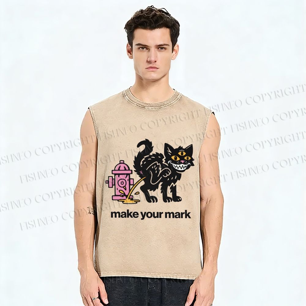 Unisex Evil Car Make Your Own Mark Printed Washed Tank Top
