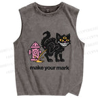 Unisex Evil Car Make Your Own Mark Printed Washed Tank Top