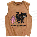 Unisex Evil Car Make Your Own Mark Printed Washed Tank Top