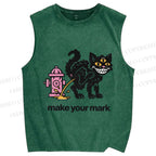 Unisex Evil Car Make Your Own Mark Printed Washed Tank Top