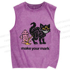 Unisex Evil Car Make Your Own Mark Printed Washed Tank Top