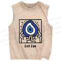 Unisex Evil Eye Printed Washed Tank Top